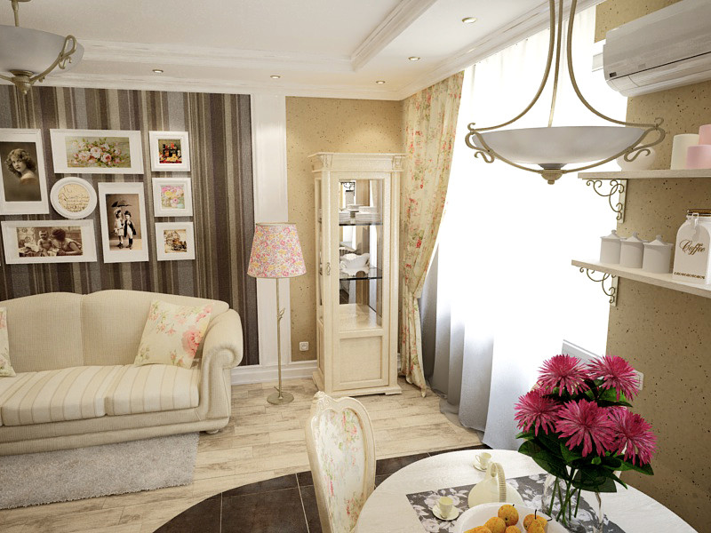 Кухня студия в стиле прованс