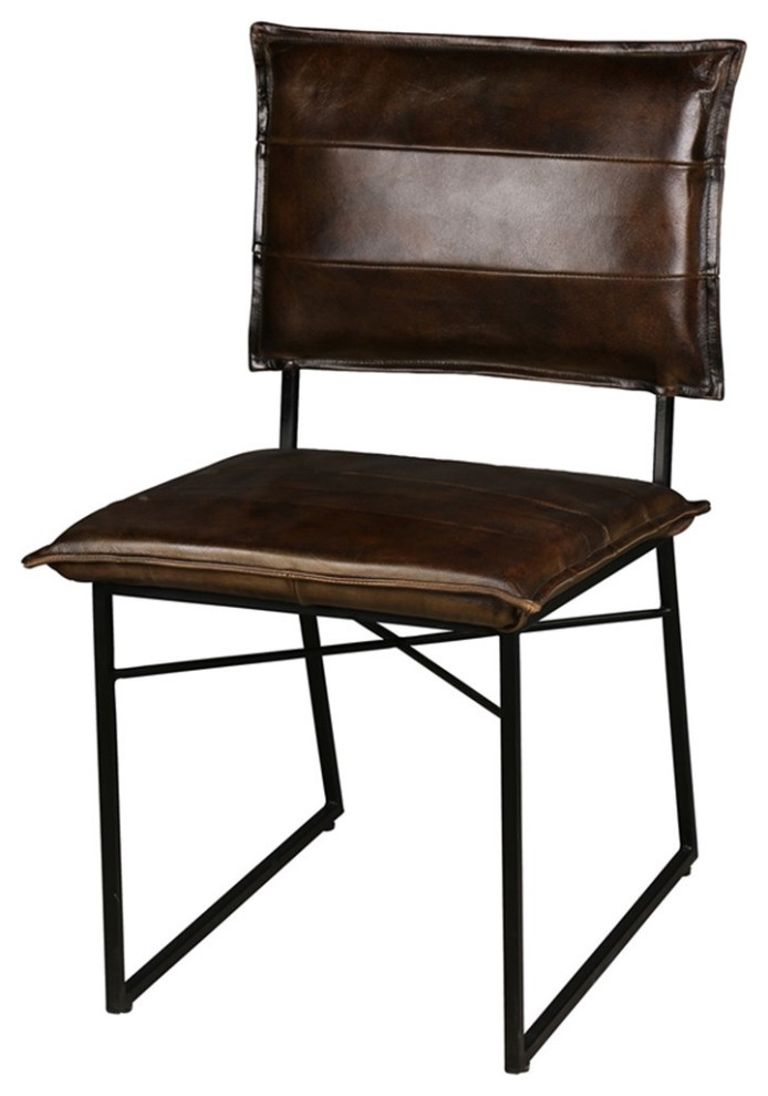 Porter Designs Malin Top Quality Leather Dining Chair Dark Brown