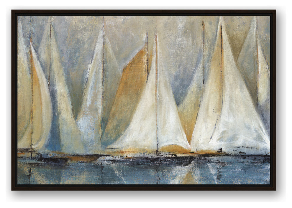 "Sailboats On Water" Canvas Wall Art, 24"x36", Framed