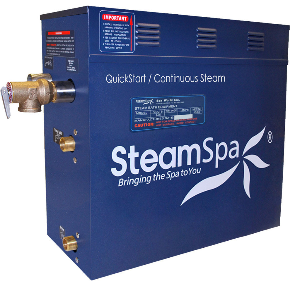 SteamSpa Royal 12 KW QuickStart Acu-Steam Bath Generator Package, Chrome