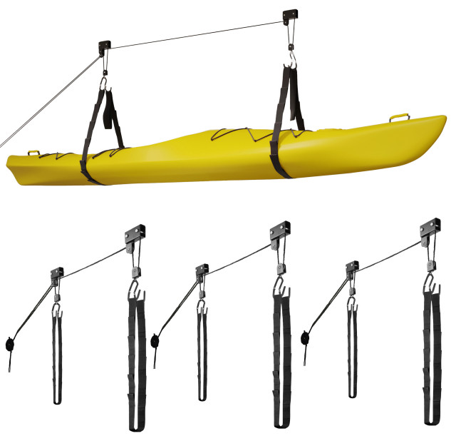 Set of 4 Overhead Pulley Kayak Storage Hoists Systems With 125lb