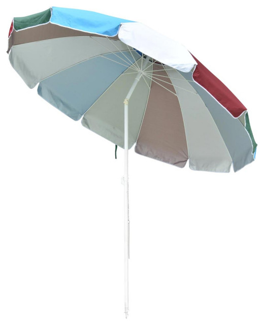 LAGarden 8ft Rainbow Beach Umbrella Sunshade with Tilt Sand Anchor UV