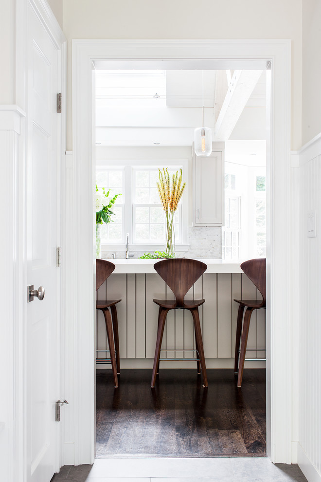 Example of a transitional kitchen design in Boston
