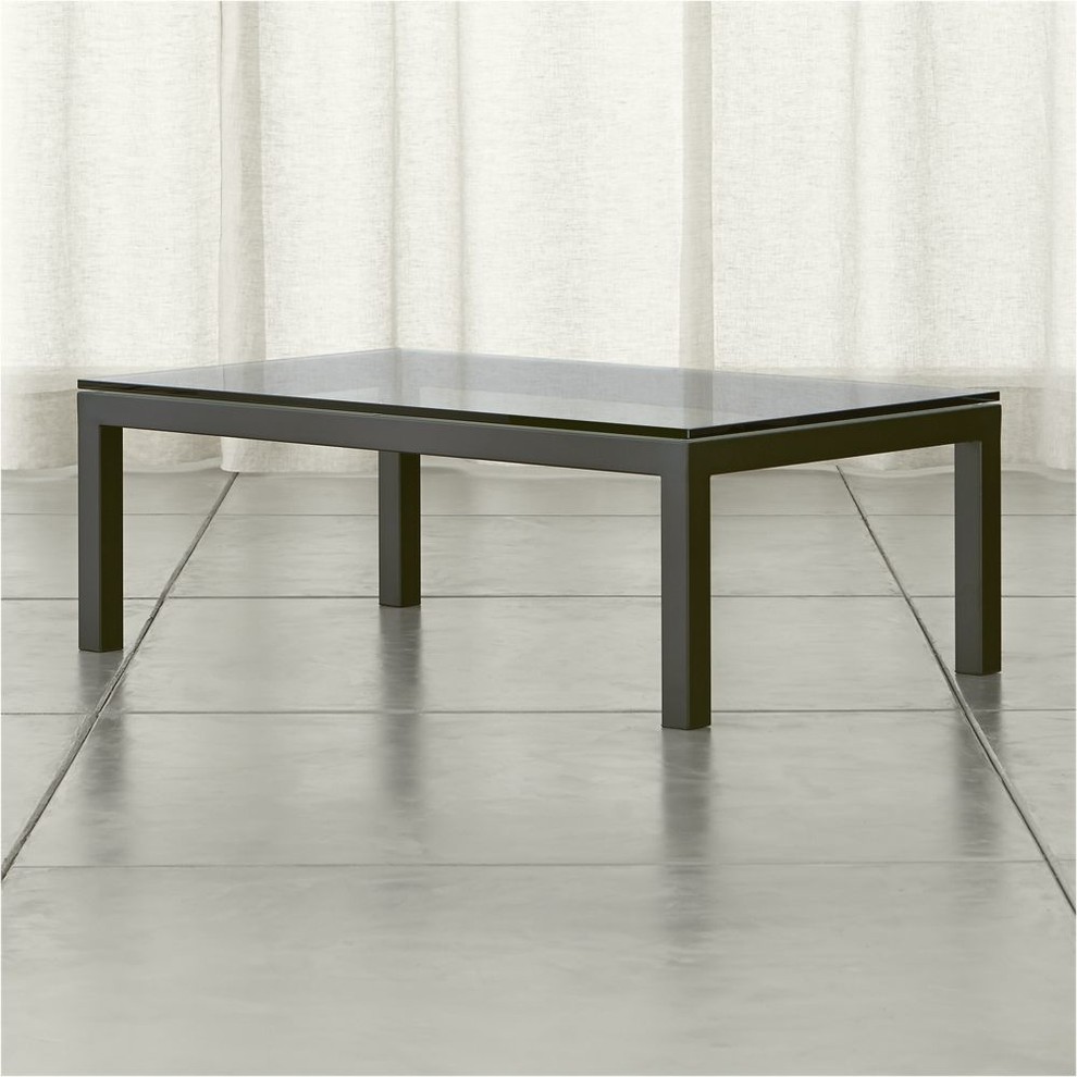 Parsons Rectangular Coffee Table with Clear Glass Top
