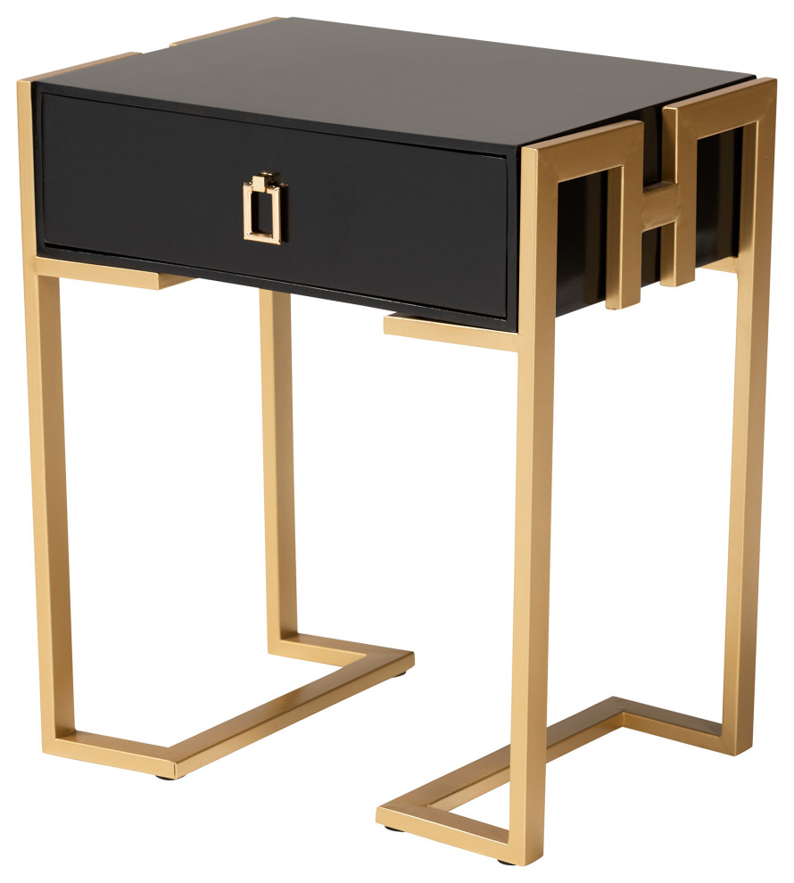 Blenda Black and Gold End Table Contemporary Side Tables And End Tables by Baxton Studio