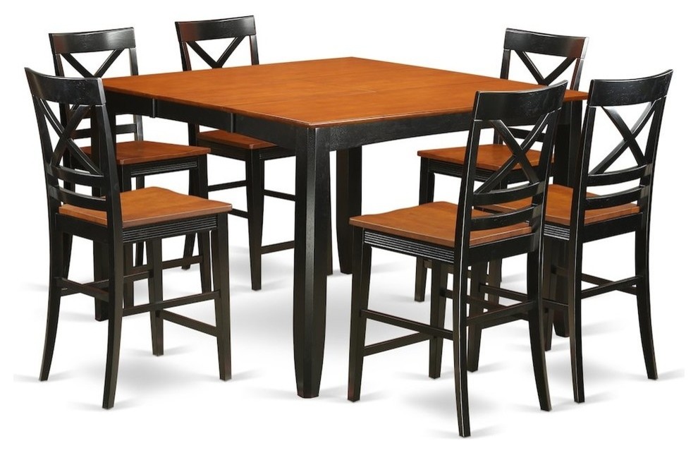 7Piece Counter Height Dining Room Set, Dining Table And 6 Kitchen Bar