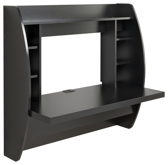 Modern Space Saving Wall Mounted Floating Laptop Desk In Black