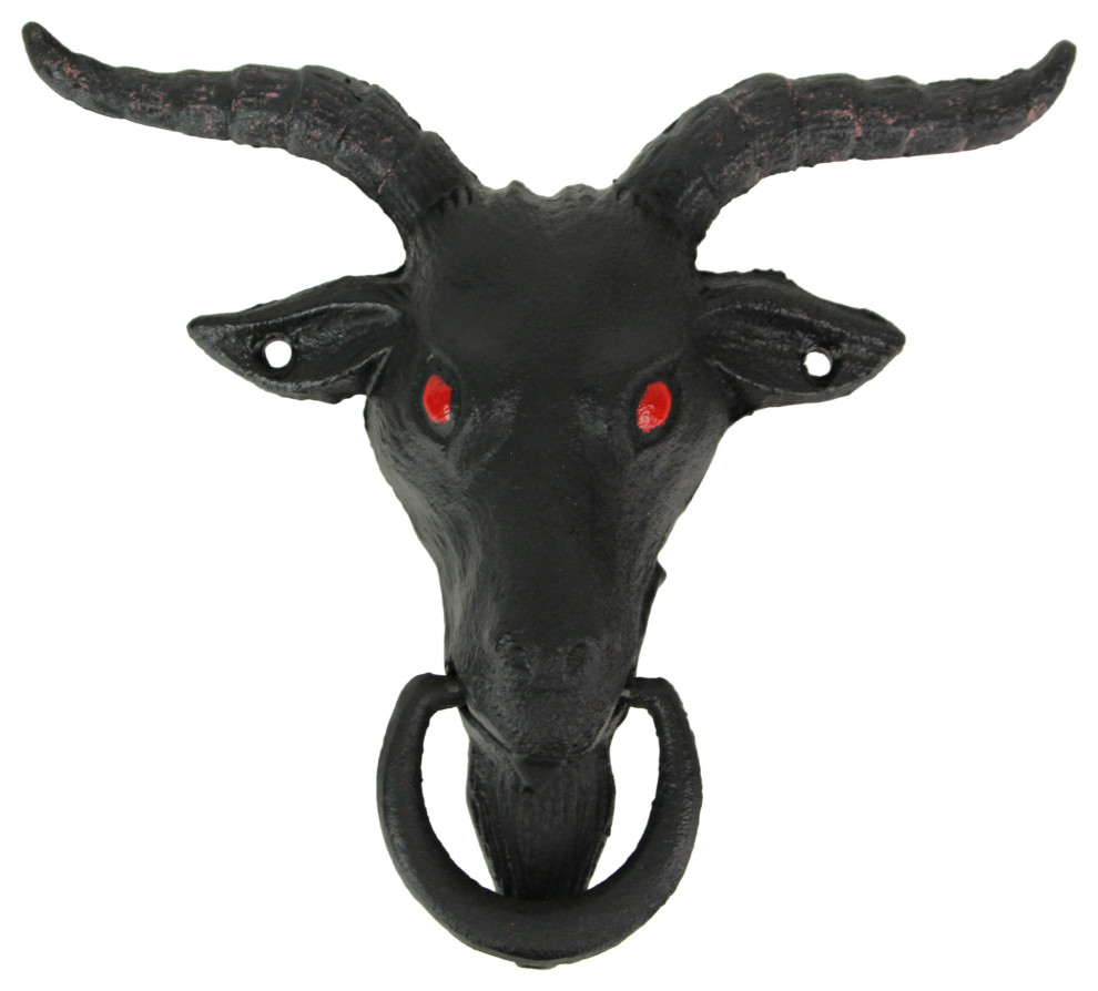 Black Enamel Cast Iron Baphomet Decorative Door Knocker Home Entrance ...