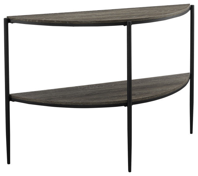 Ella 48" Half Round Tiered Entry Table, Cerused Ash Industrial