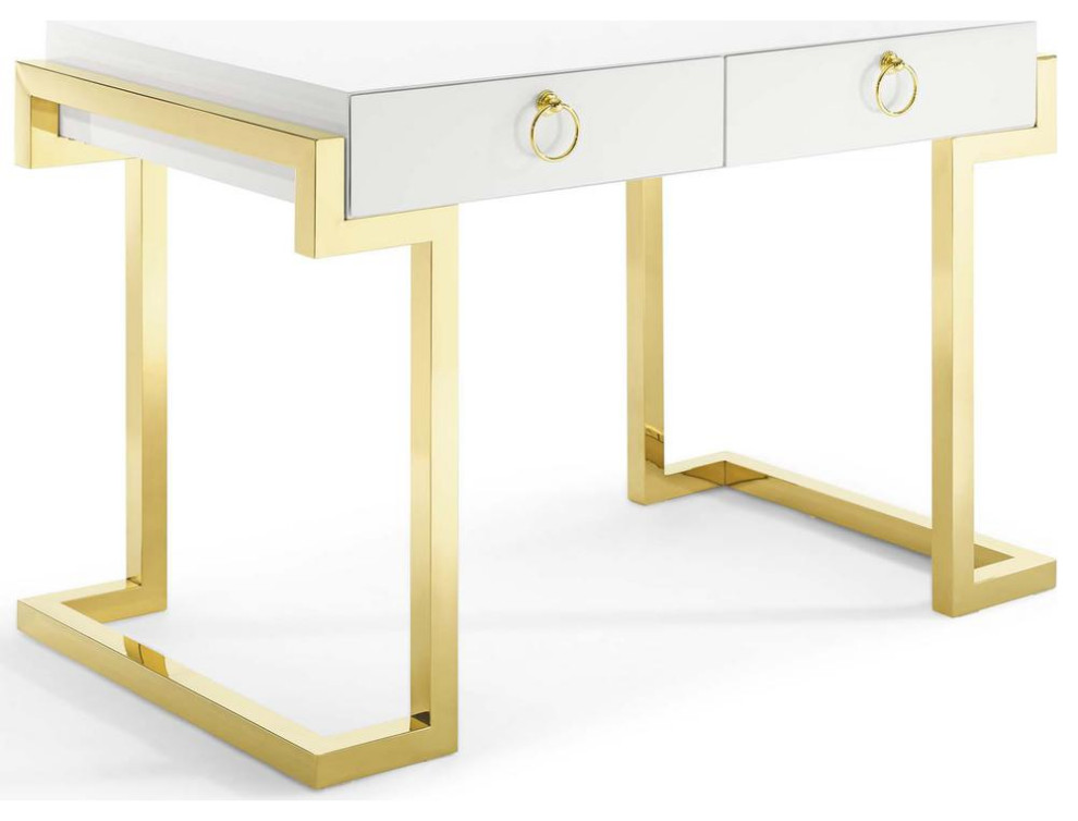 Ring Office Desk Gold White EEI3862GLDWHI Contemporary Desks