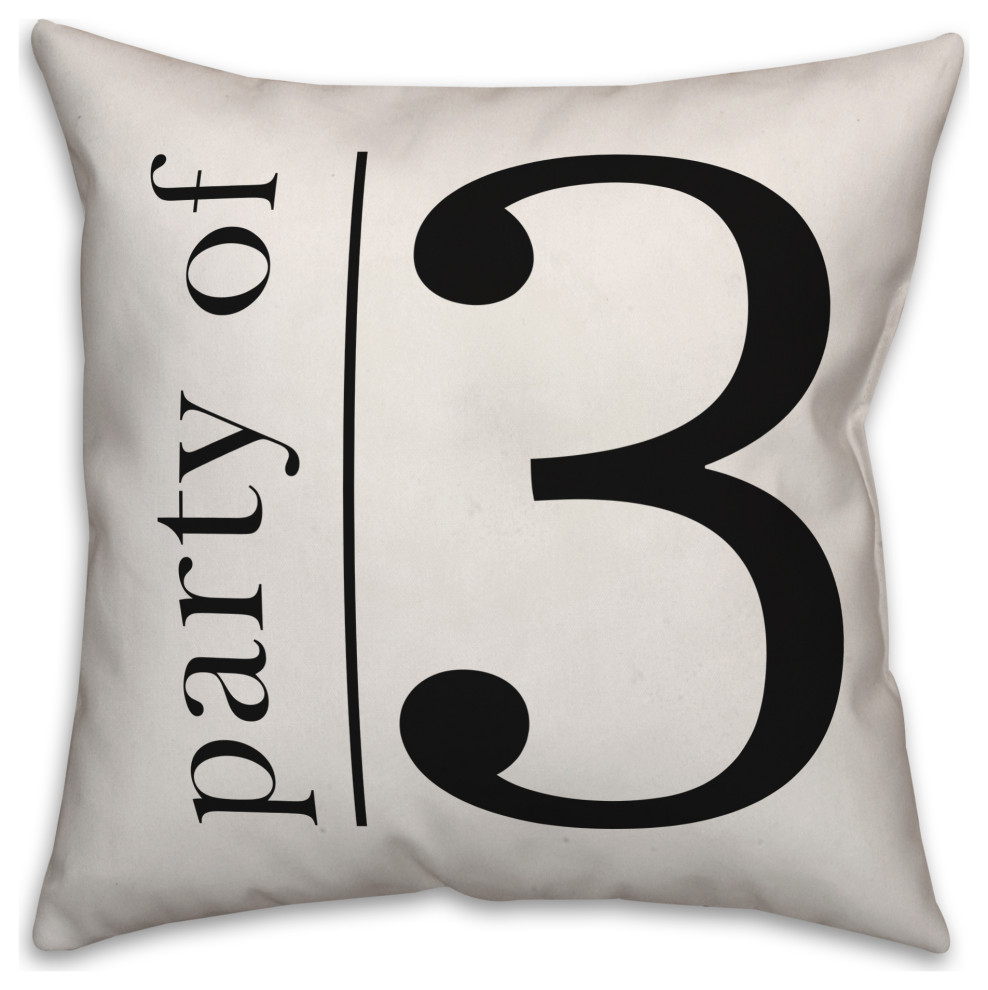 Party of 3 Black and White 18x18 Spun Poly Pillow