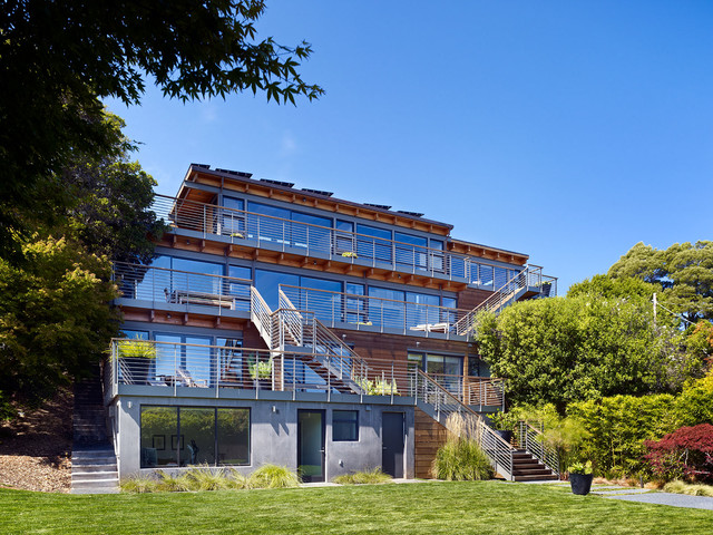 Coastal Hillside Home in Sausalito contemporary-exterior