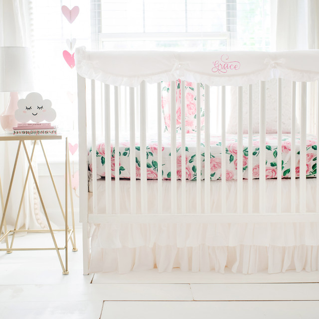 Rose Garden In White Baby Girl Bedding Shabby Chic Style