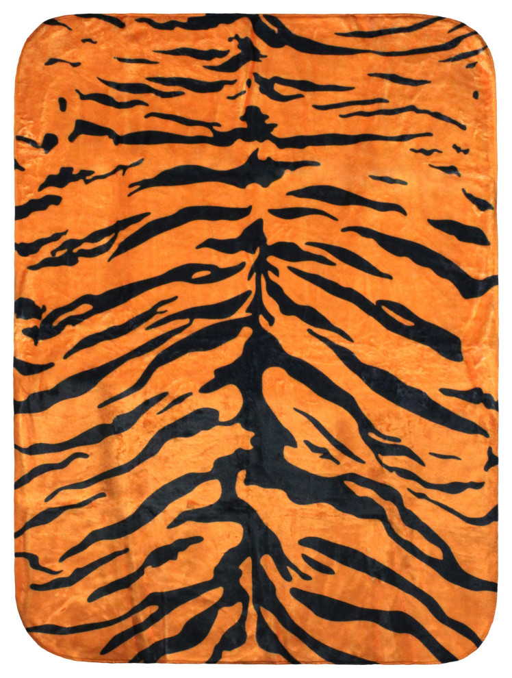 Tiger Print Throw Blanket, Orange, 42"x60"