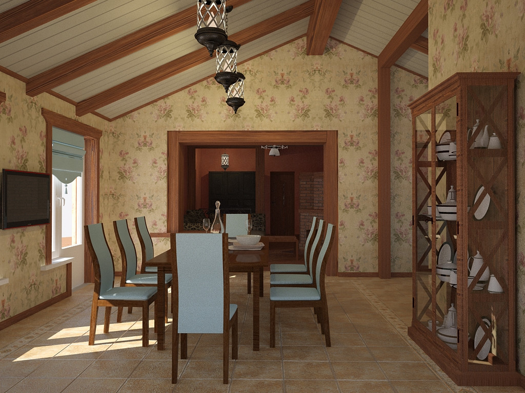 Эскиз столовой для загородного дома