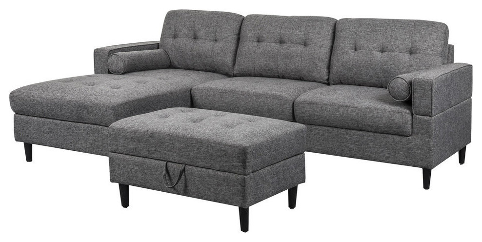 Gdf Studio Vita 3 Seater Chaise Sectional Sofa Set With Storage Ottoman Midcentury Sofas By Gdfstudio - Dover Convertible Sectional Sofa Bed Gdf Studio Vita 3 Seater Chaise Sectional Sofa Set With Storage Ottoman Midcentury Sofas By Gdfstudio - Dover Convertible Sectional Sofa Bed