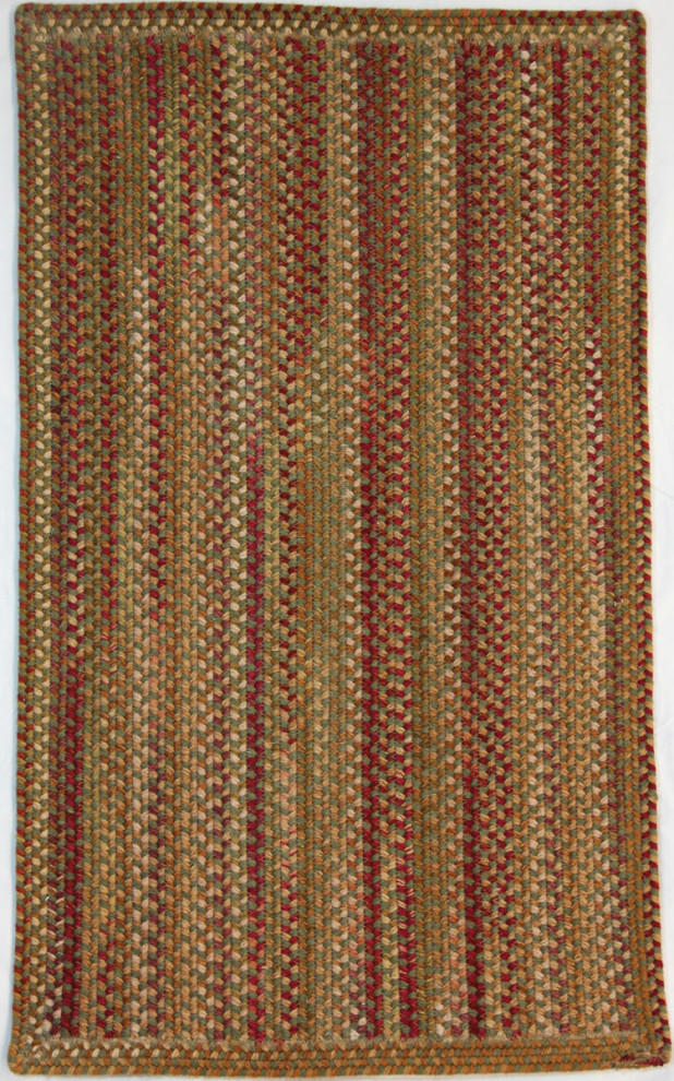 Manchester Braided Oval Rug, Sage Red Hues, 27"x48" Rectangle Contemporary Area Rugs by
