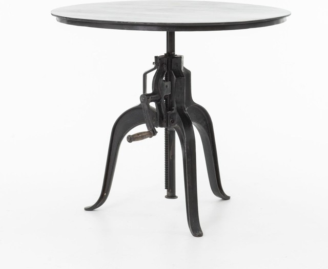 Norman Crank Adjustable Side Table, Black Metal Industrial Side