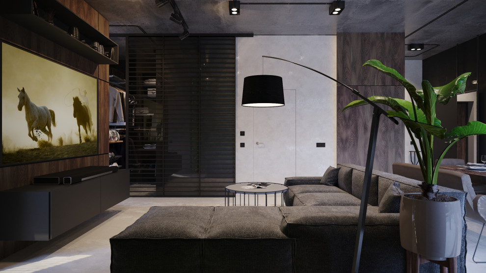 Интерьер квартиры в индустриальном стиле для холостяка