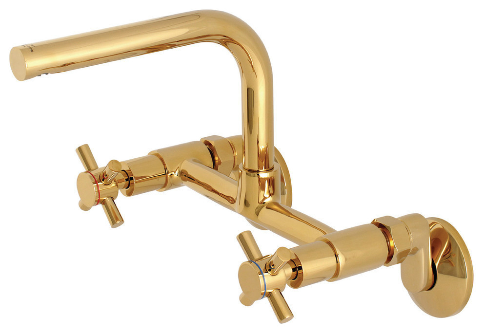 Kingston Brass 8" Adjustable Center Wall Mount Kitchen Faucet, 611/16" in Spout Reach
