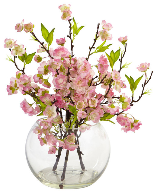 Cherry Blossom In Large Vase - Asian - Artificial Flower Arrangements