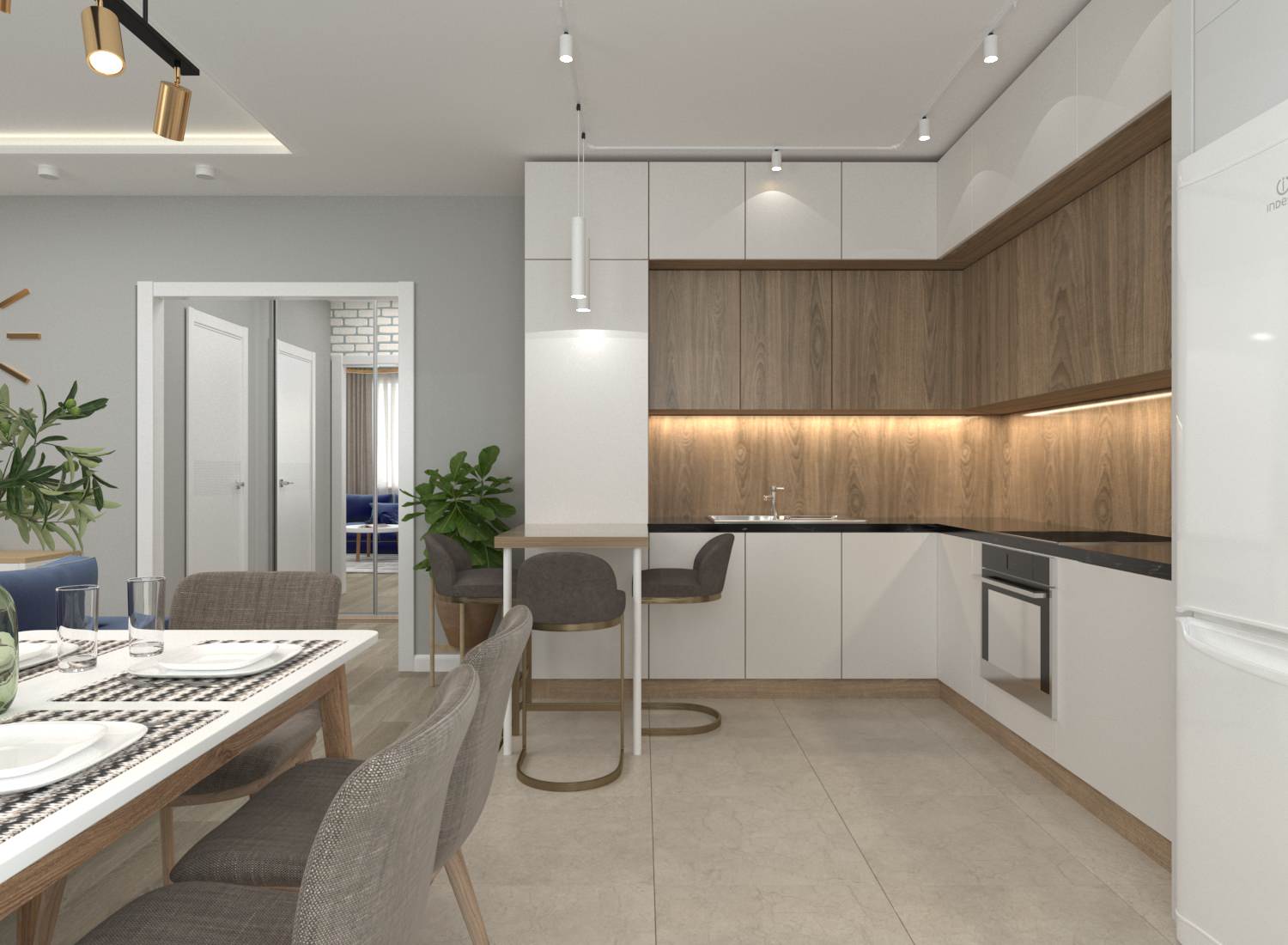 Кухня-гостиная в 3-х комнатной квартире