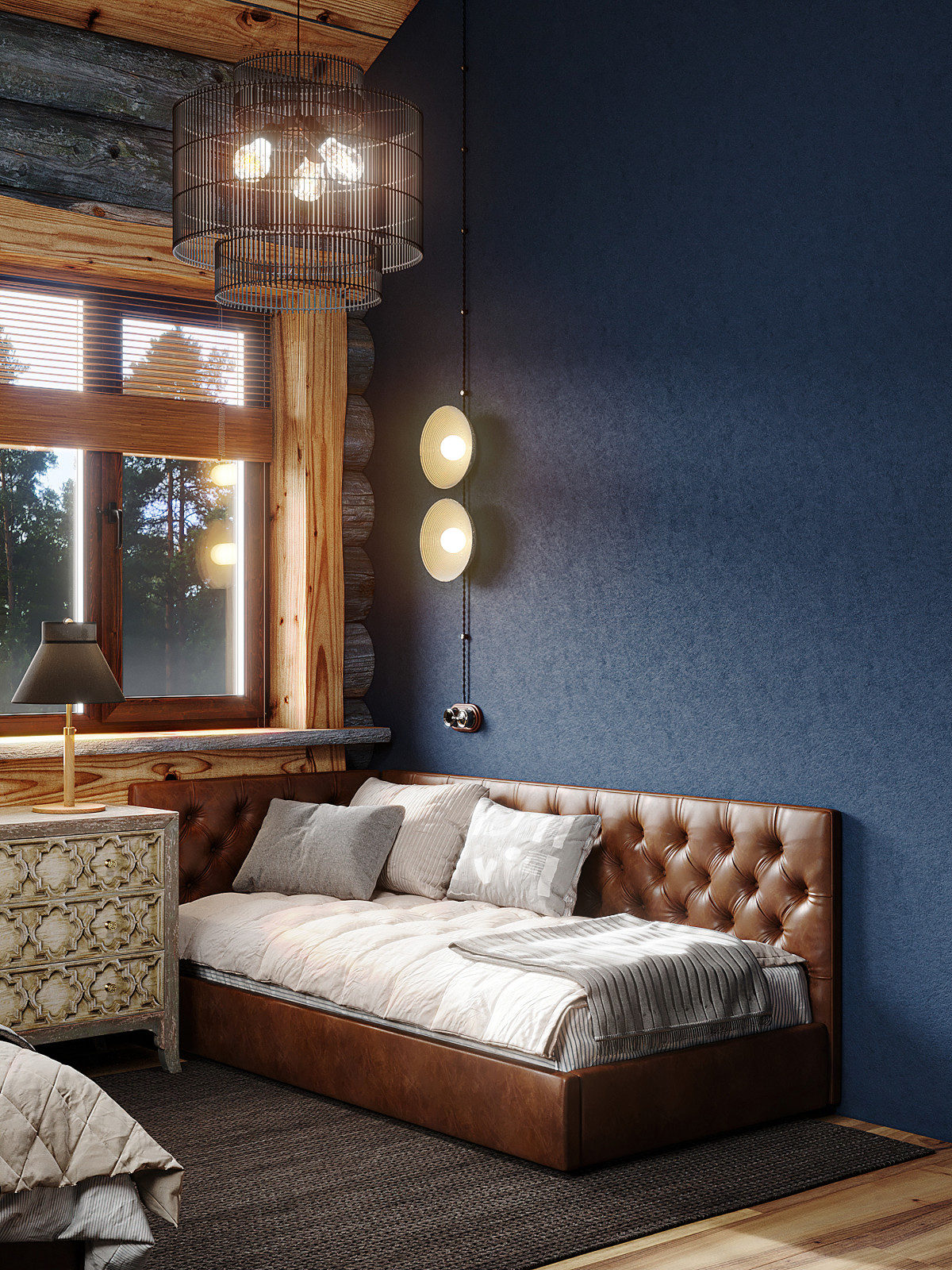 Дом из кело для рыбалки. Гостевая спальня