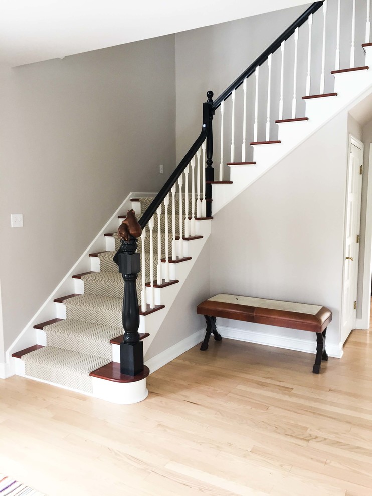 Mid-sized arts and crafts light wood floor foyer photo