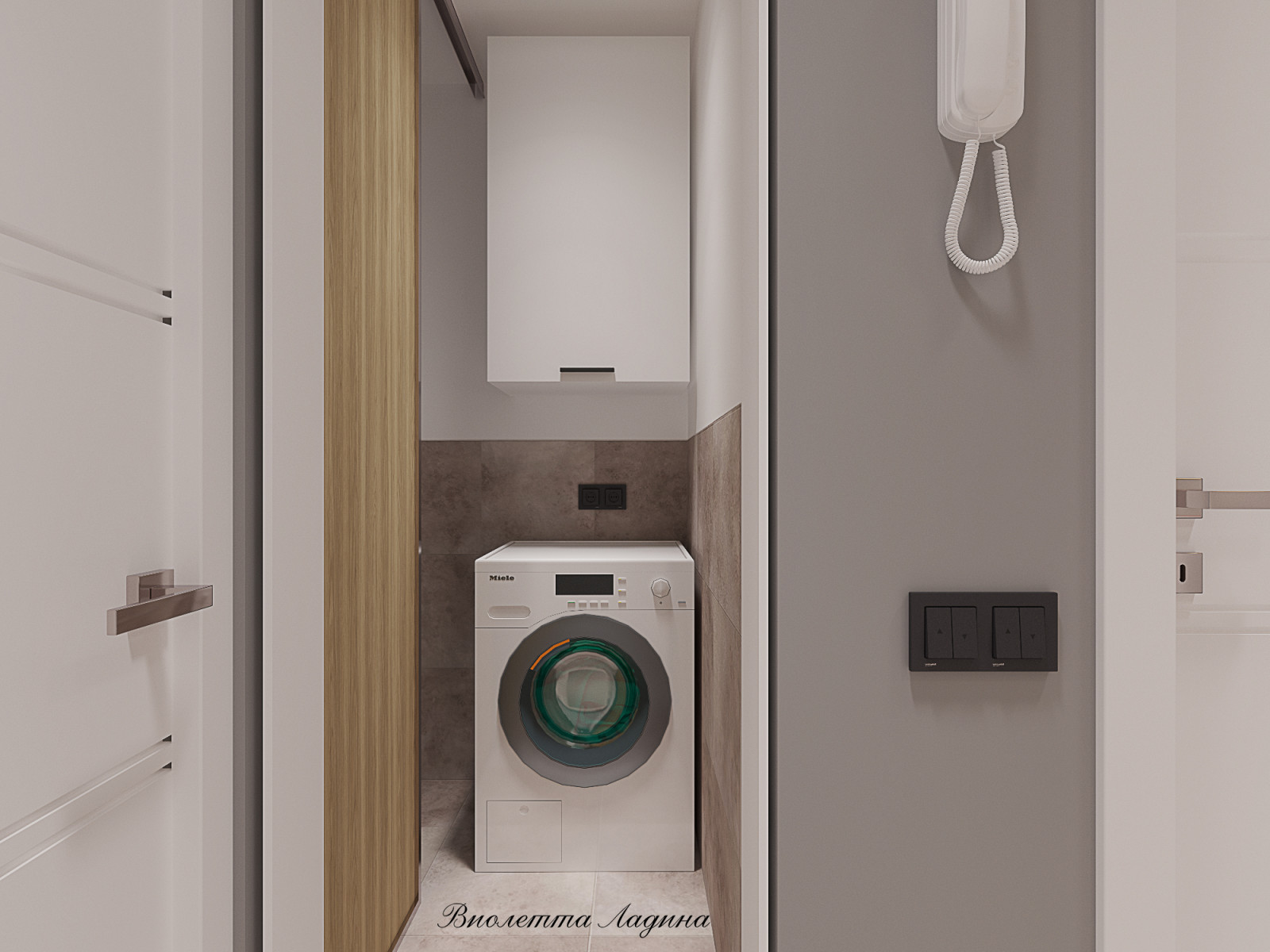 Трешка в панельном доме в современном стиле с голубым акцентом.