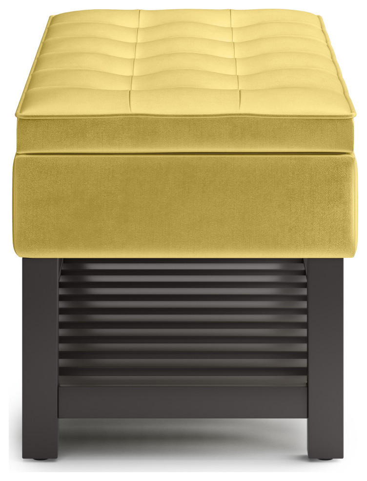 Cosmopolitan Storage Ottoman Bench With Open Bottom, Velvet Fabric