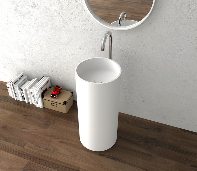Solid surface pedestal basin 