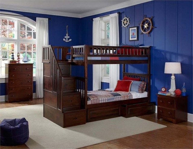 AFI Columbia Twin Over Full Staircase Storage Solid Wood Bunk Bed in ...
