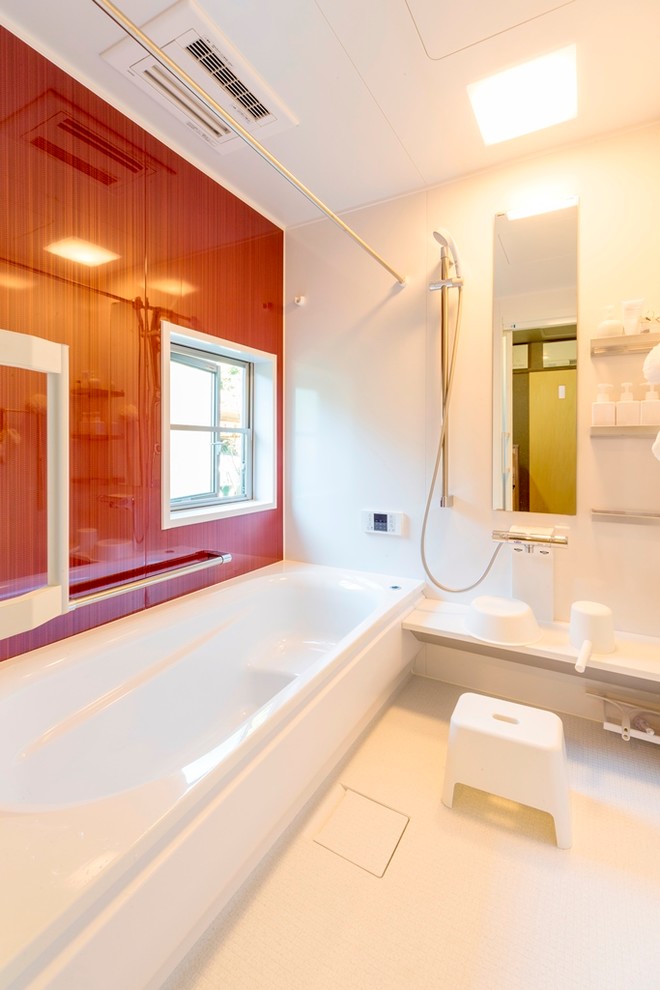 Exemple d'une salle de bain nature.
