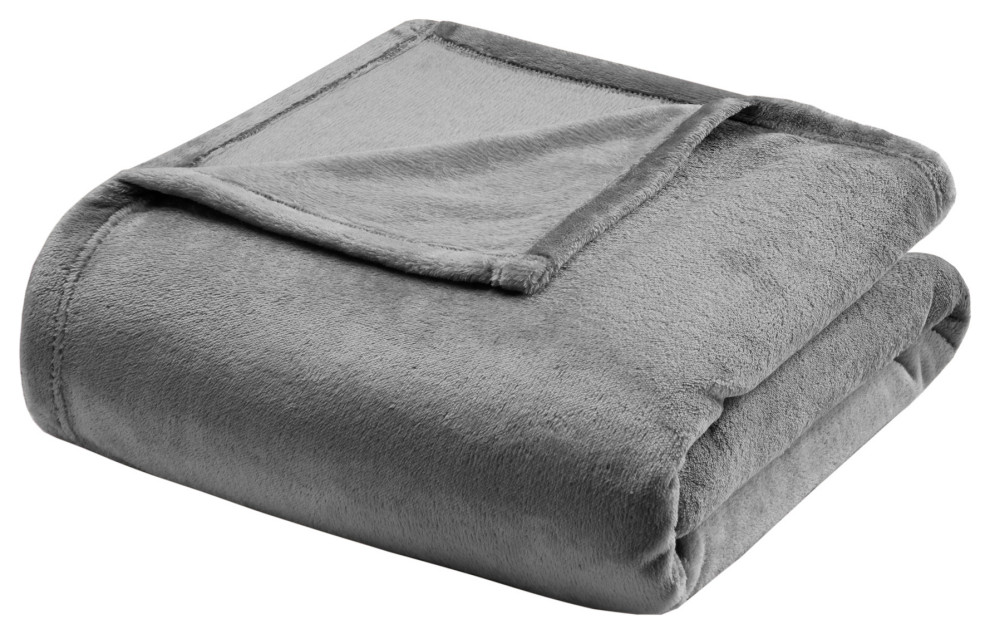Madison Park MicroLight Blanket With 1" Self Hem - Contemporary