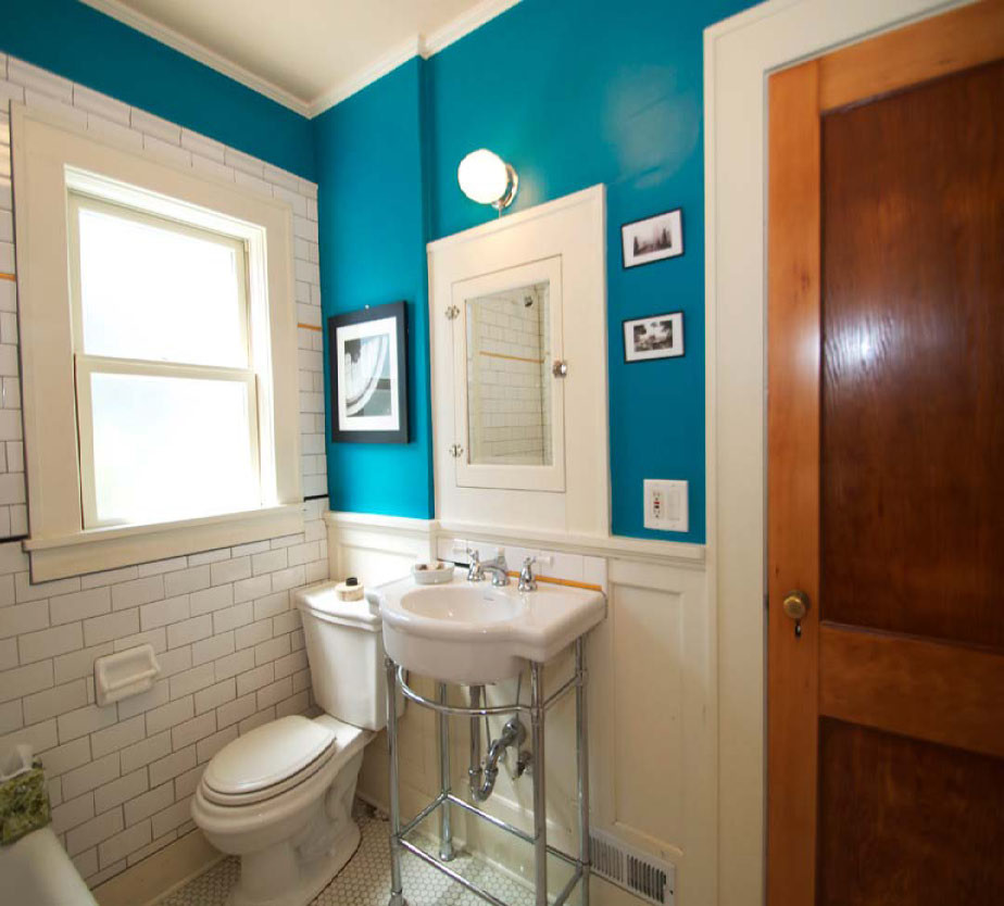 Design ideas for a small eclectic bathroom in Portland.