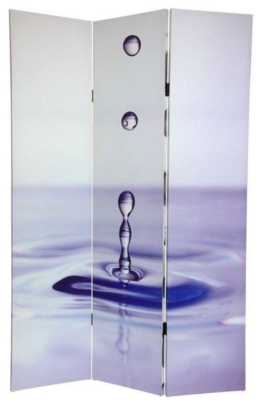6' Tall Double Sided Water Zen Canvas Room Divider Contemporary
