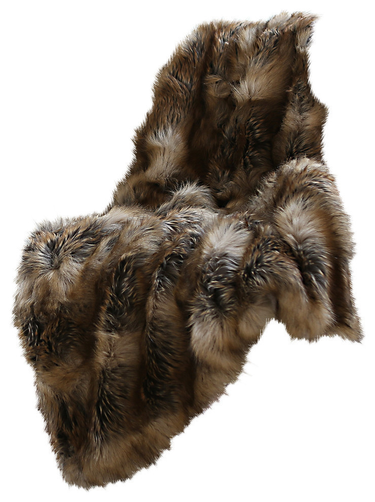 Luxe Faux Fur Throw Blanket, 36" Contemporary Throws by Best Home
