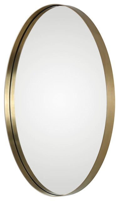 Pursley Contemporary Brass Oval Framed Wall Mirror Brass Oval Framed Wall Mirror