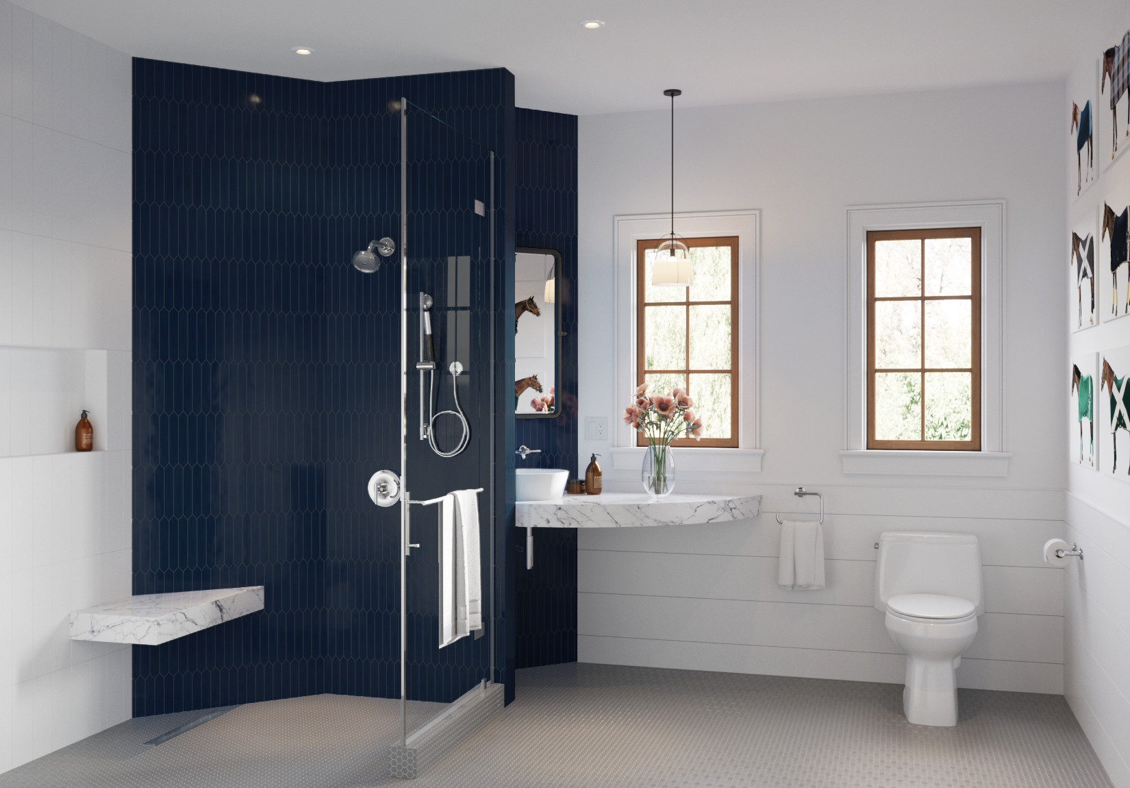Apex NC  Farmhouse - Guest Bath Rendering