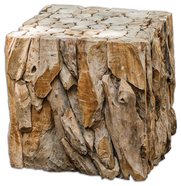 Uttermost Teak Root Bunching Cube Side Table Rustic Side Tables And End Tables By Alcove Lighting Houzz