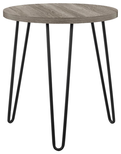 Maxwell Retro Round End Table Weathered Oak
