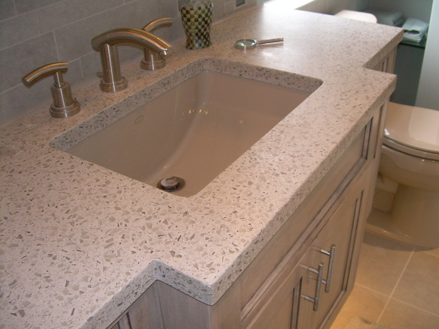 Recycled Glass And Concrete Countertop Contemporary Bathroom