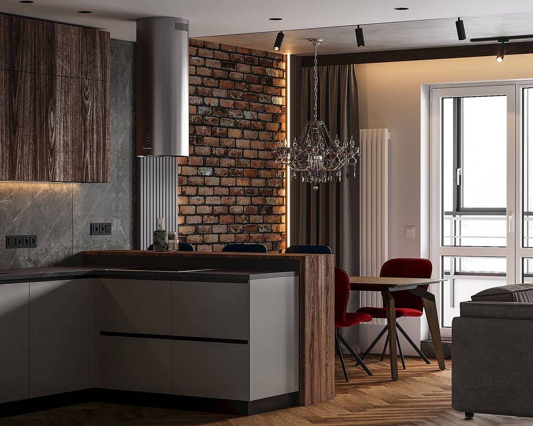 Проект кухни - гостиной 32м2