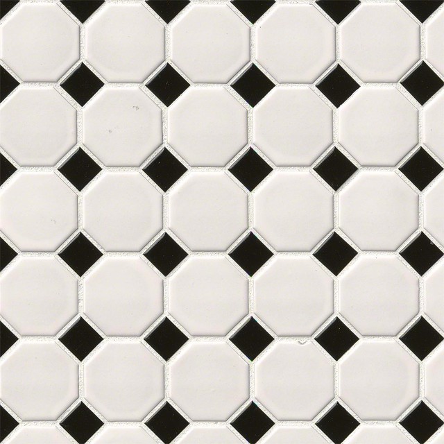Domino White And Black Matte Octagon Mosaic Traditional White And Black Matte Octagon Mosaic