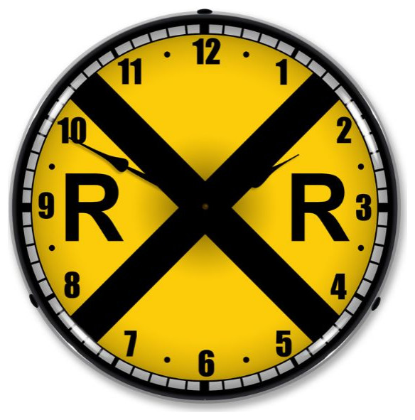 710097 Railroad Crossing Clock Contemporary Wall Clocks by