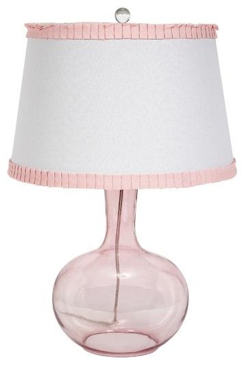 Clear Glass Lamp with Pink Shade