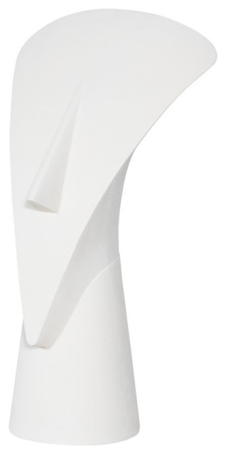 Cycladic Head, Sculpture, Triangle, White Stone, 18x18x39