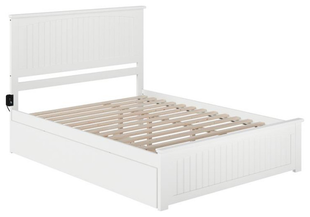 AFI Nantucket Wood Queen Bed with Matching Footboard in White, Queen ...