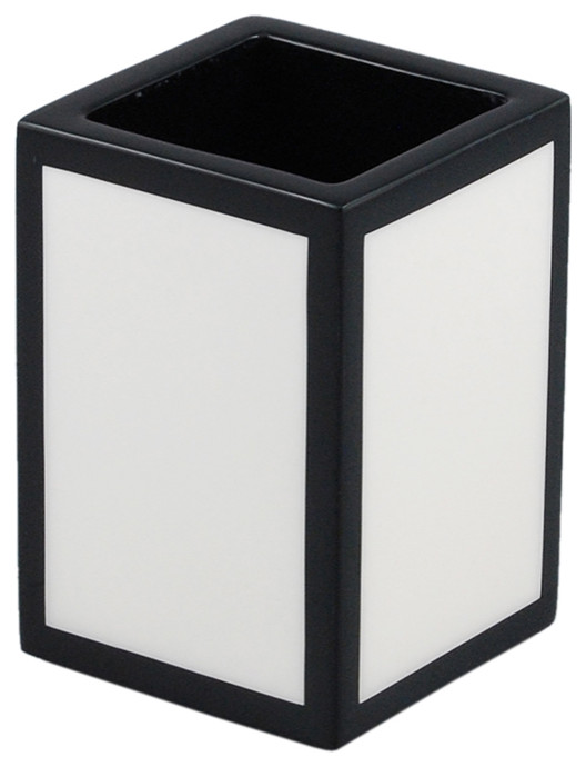 White & Black Lacquer Bathroom Accessories, Brush Holder Transitional Toilet Brushes