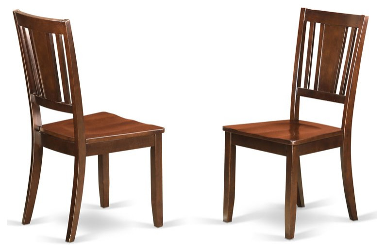 East West Furniture Dudley 10" Wood Dining Chairs in Mahogany (Set of 2